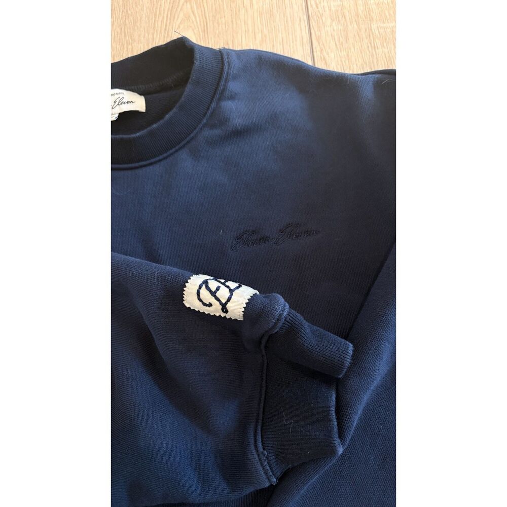 Eleven Eleven Midnight Blue Oversized Crewneck Sweatshirt Size Medium - Picture 3 of 5